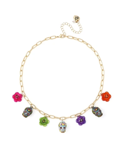 Betsey Johnson Faux-Stone Sugar Skull Bib Necklace