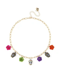 Betsey Johnson Faux-Stone Sugar Skull Bib Necklace