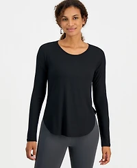 Id Ideology Women's Ribbed Crewneck Long-Sleeve T-Shirt, Macy's Exclusive
