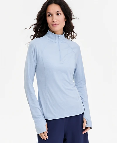 Id Ideology Women's Quarter-Zip Mock-Neck Long-Sleeve Pullover, Macy's Exclusive