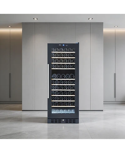 homfan Dual Zone Wine and Beverage Cooler, Quiet Mini Refrigerator with Safety Lock, Stainless Steel Tempered Glass Door Drink Fridge