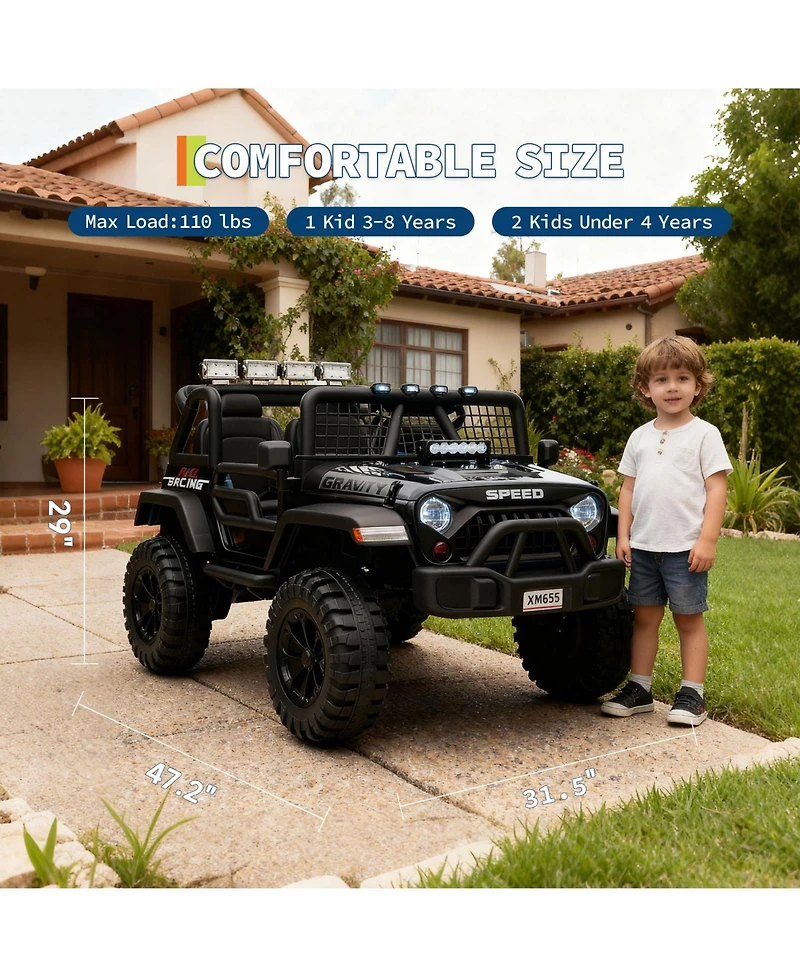 homfan 47.2 x 31.5 29.1 Inch Kids Electric Ride On Car 24V 2 Seater 4WD with Remote 5 mph for Outdoor Play.