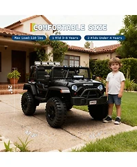 homfan 47.2 x 31.5 29.1 Inch Kids Electric Ride On Car 24V 2 Seater 4WD with Remote 5 mph for Outdoor Play.