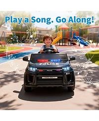 homfan 38.6 x 19.9 11.4 Inch Kids Police Ride On Car Electric Battery Powered Toy Vehicle 3 mph with Remote for Outdoor Play