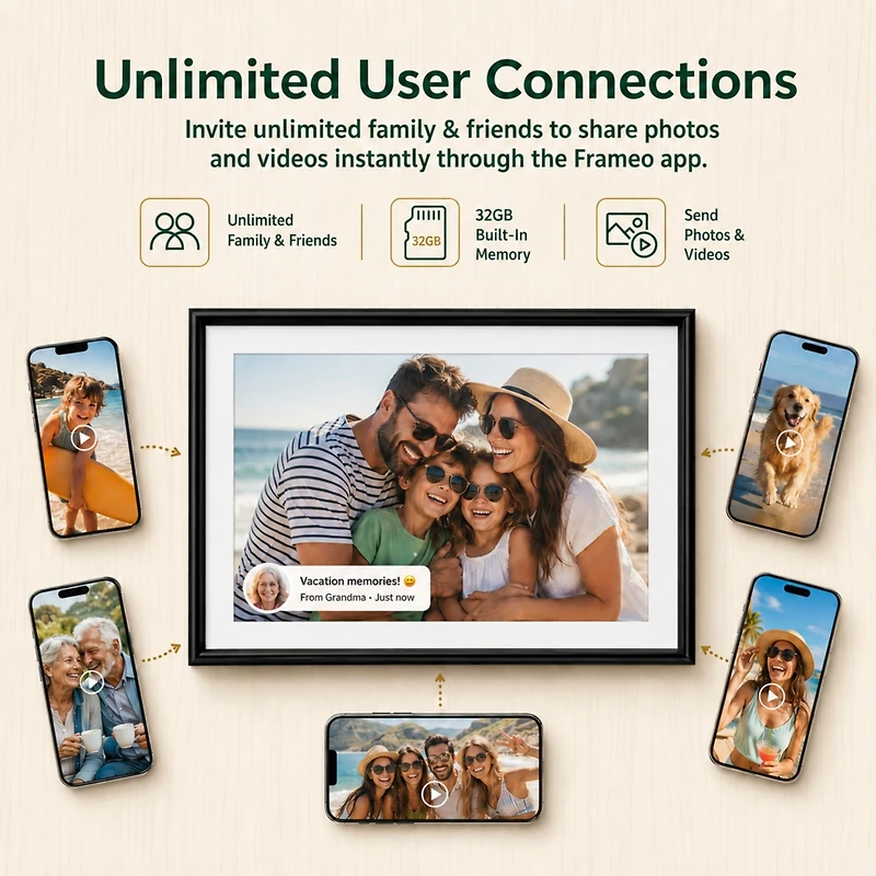 Elime 15.6" WiFi Digital Picture Frame with Frameo App - 32GB Smart Photo Display