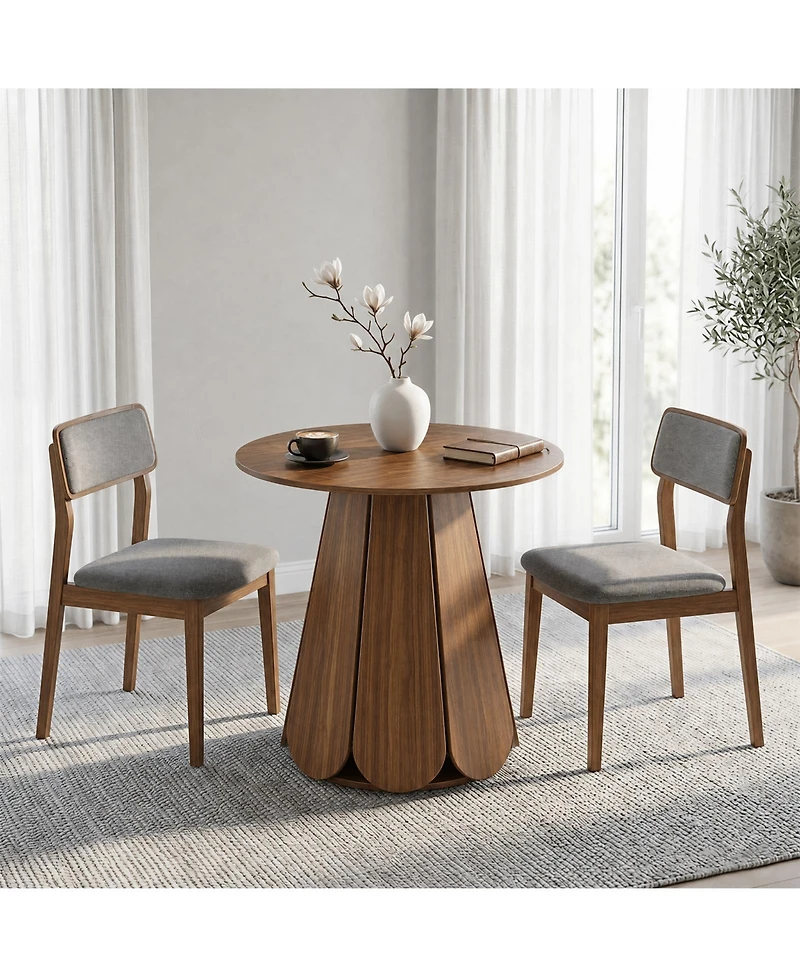 homfan 31.5" Round Dining Table for 2-4 People, Farmhouse Wood with Pedestal Base, Space Saving Dinner Tables Small Spaces(Table Only)