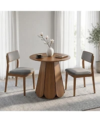 homfan 31.5" Round Dining Table for 2-4 People, Farmhouse Wood with Pedestal Base, Space Saving Dinner Tables Small Spaces(Table Only)