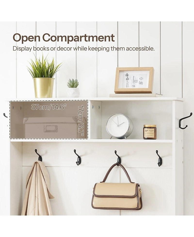 Slickblue Entryway Organizer with Coat Rack, Shoe Storage and Flip-Top Drawers
