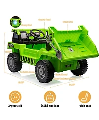 homfan 12V Electric Ride-On Dump Truck with Remote Control, Built-in Usb/MP3 Music Player, Toy Car for Toddlers Ages 1-8