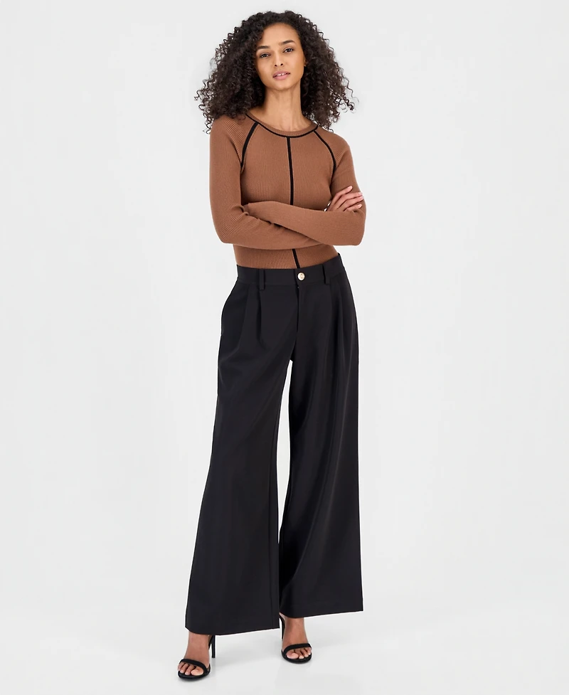 T Tahari Women's Wide-Leg Pleated Pants
