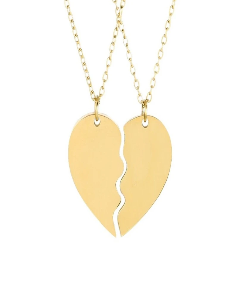 Adornia Tarnish Resistant Gold Set of 2 Heart Puzzle Necklace