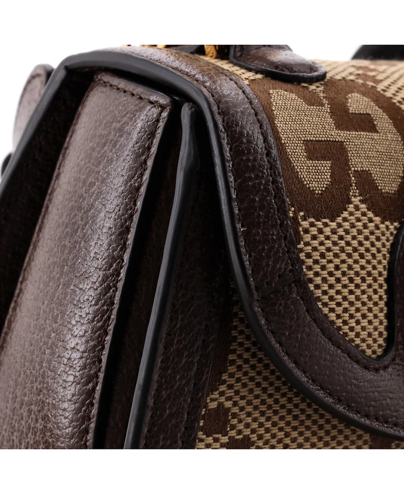 Pre-Owned Gucci Mini Bamboo 1947 Top Handle Bag Jumbo Gg Canvas