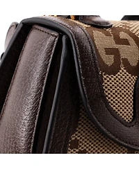 Pre-Owned Gucci Mini Bamboo 1947 Top Handle Bag Jumbo Gg Canvas
