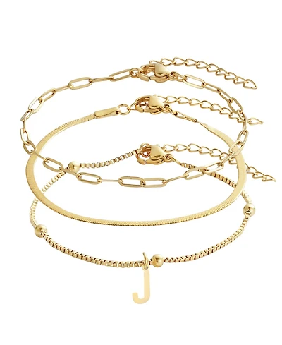 Adornia Tarnish Resistant Gold Set of 3 Chain Bracelets