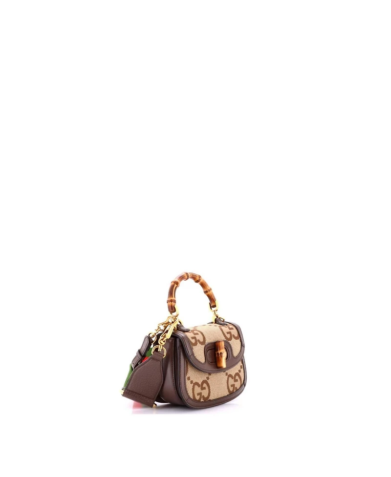 Pre-Owned Gucci Mini Bamboo 1947 Top Handle Bag Jumbo Gg Canvas