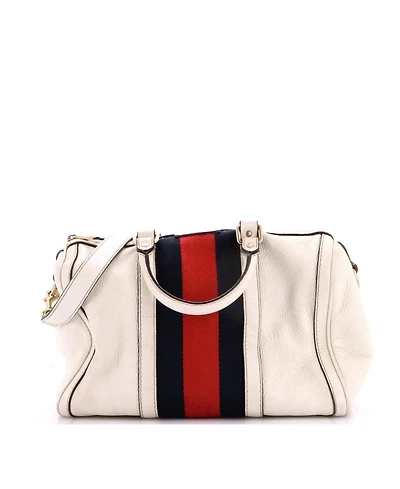 Pre-Owned Gucci Medium Vintage Web Boston Bag Leather