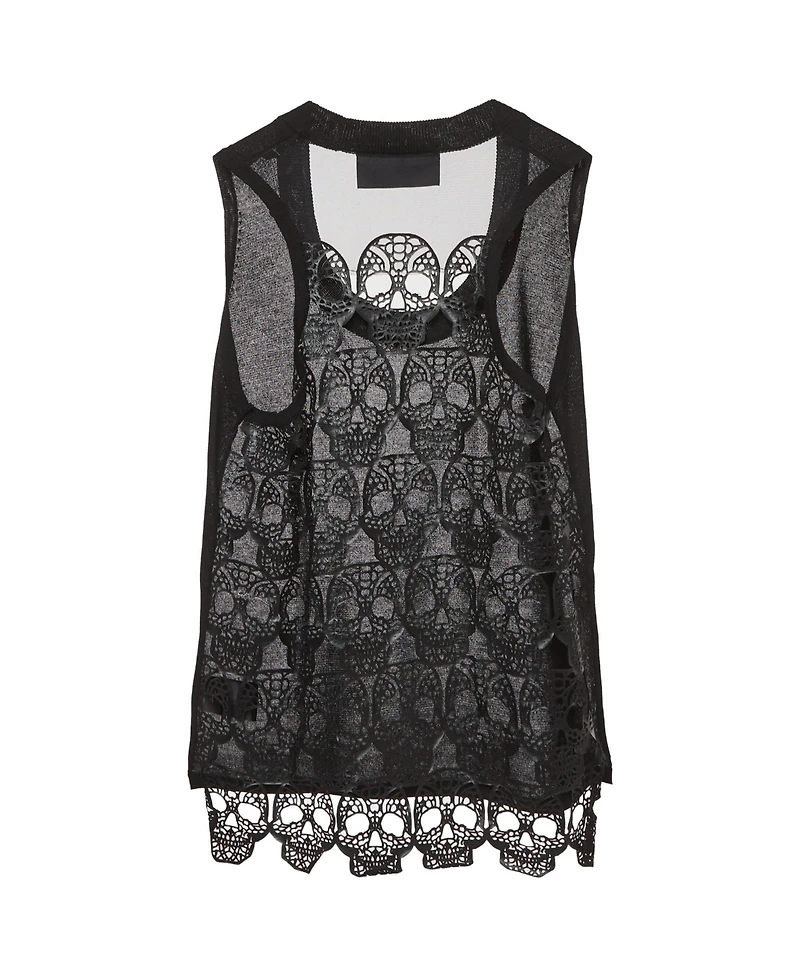 Pre-Owned Missoni Women's Philipp Plein Sheer Skull Lace Tank Top