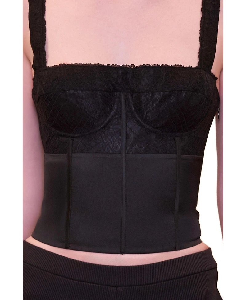 Pcfg Women's Daydreamers Satin Corset With Lace Detail