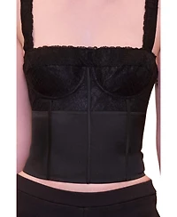 Pcfg Women's Daydreamers Satin Corset With Lace Detail