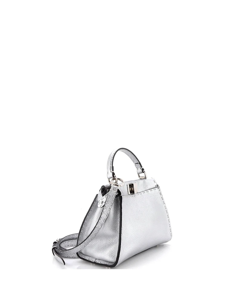 Pre-Owned Fendi Mini Selleria Peekaboo Bag Leather