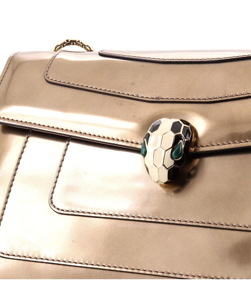 Pre-Owned Bvlgari Medium Serpenti Forever Shoulder Bag Metallic Leather