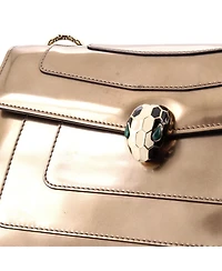 Pre-Owned Bvlgari Medium Serpenti Forever Shoulder Bag Metallic Leather
