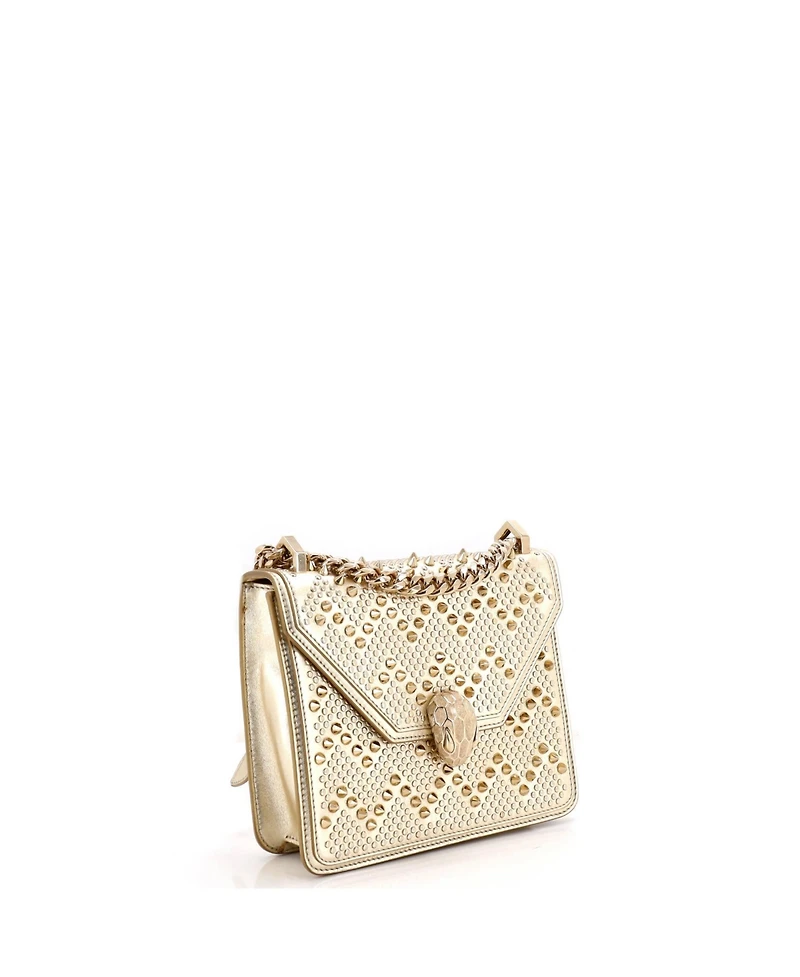 Pre-Owned Bvlgari Small Serpenti Forever Square Shoulder Bag Full Studded Leather