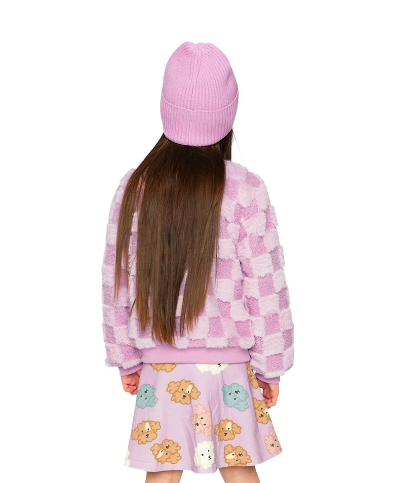 Deux par Deux Little and Big Girl (6 - 12) Faux Fur Jacquard Bomber Jacket
