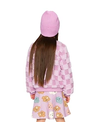 Deux par Deux Little and Big Girl (6 - 12) Faux Fur Jacquard Bomber Jacket