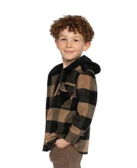 Deux par Toddler Boy 2T-5T Flannel Shirt with Fleece Hood