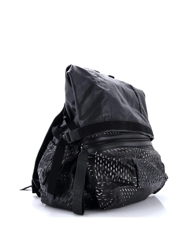 Pre-Owned Bottega Veneta Fold Over Backpack Leather with Perforated Detail
