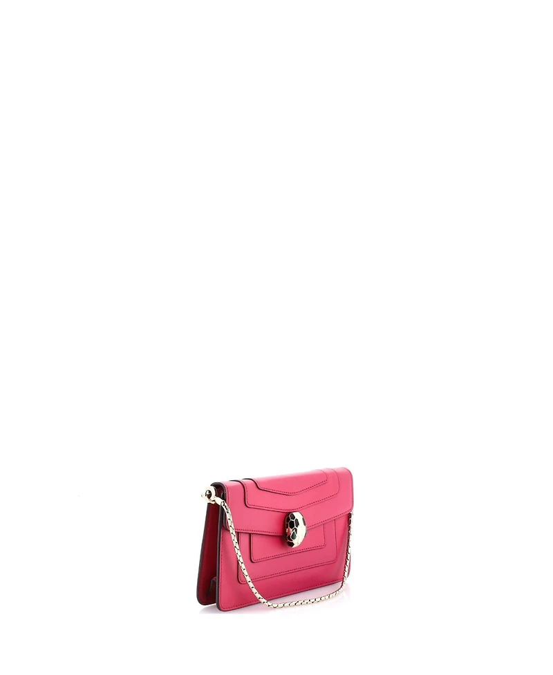 Pre-Owned Bvlgari Mini Serpenti Forever Chain Clutch Leather