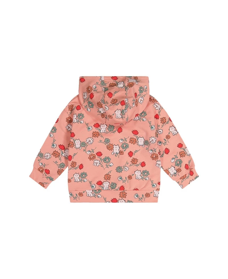 Deux par Toddler Girls (2T-5T) Cardigan Cat Print French Terry Hooded
