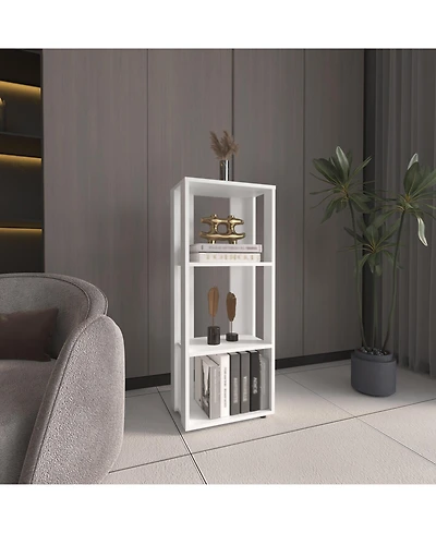 Flynama 39 Inch Compact Four-Tier White Bookcase Small Space Household Storage Shelf