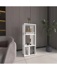 Flynama 39 Inch Compact Four-Tier White Bookcase Small Space Household Storage Shelf