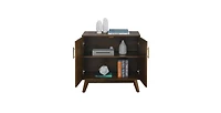 Flynama Fluted Sideboard Cabinet with Adjustable Shelves and Wood Legs Walnut Storage