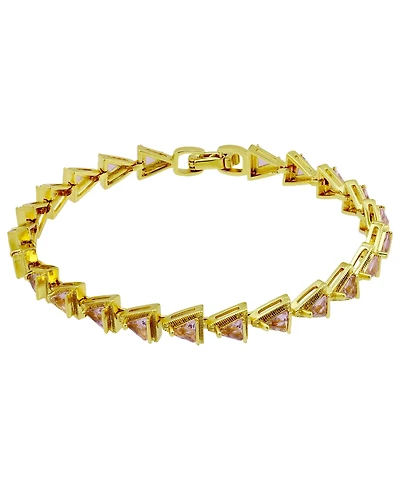 Macy's Triangle Light Pink Cubic Zirconia Ribbed Border Tennis Bracelet