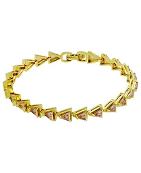 Macy's Triangle Light Pink Cubic Zirconia Ribbed Border Tennis Bracelet