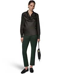 Donna Karan New York Petite Roll Sleeve Cowl Neck Top
