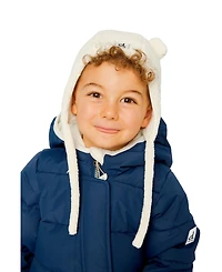 Deux par Deux Toddler Unisex (2T-3T) Winter Sherpa Hat with Ear Flaps and Ears