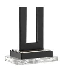 360 Lighting Neil Modern Table Lamp with Clear Riser 26" High with Usb Charging Port Rectangular Shade for Bedroom Living Room House Desk