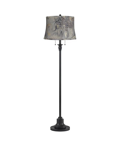 360 Lighting Dyna Traditional 58" Tall 2-Light Standing Floor Lamp Skinny Pole Pull Chain Finish Drum Swirl Shade