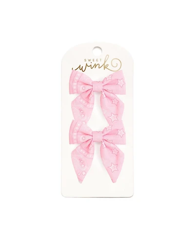 Sweet Wink Little and Big Girls Bandana Western Bow Clip Set