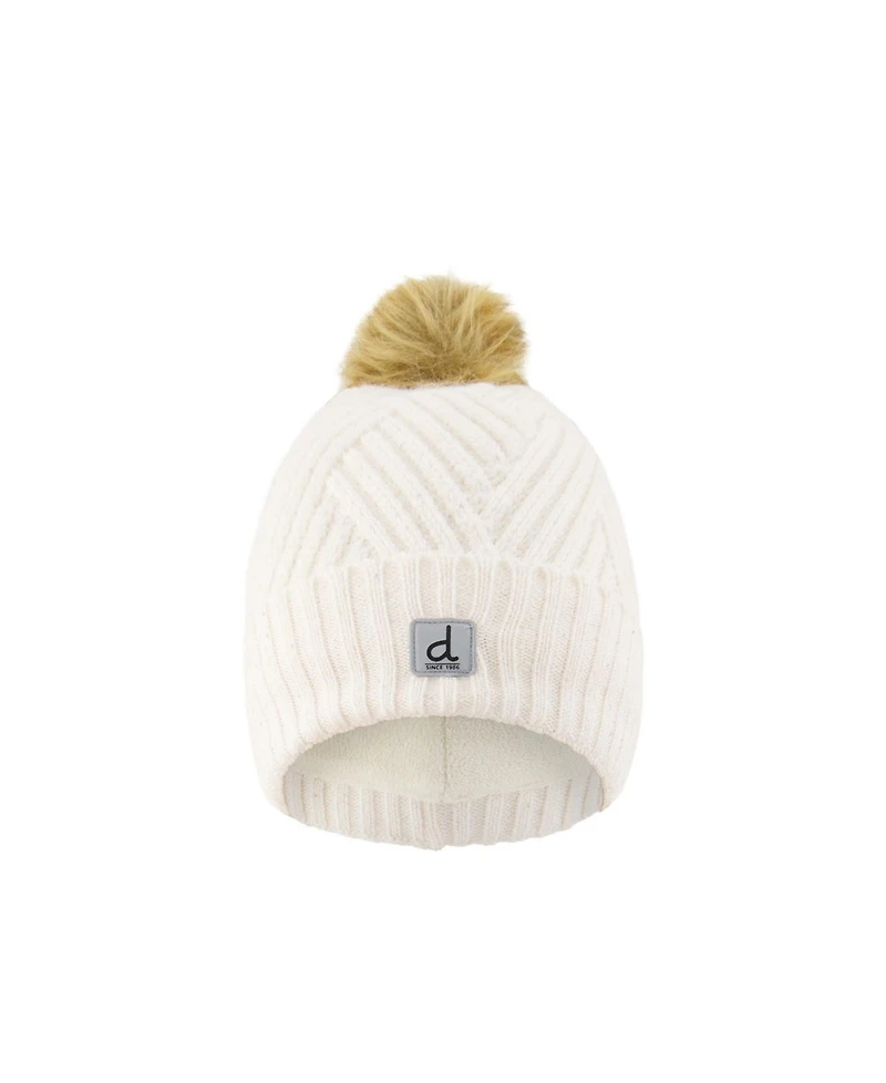 Deux par Deux Little and Big Girl (5-14) Winter Knit Hat with Pompom