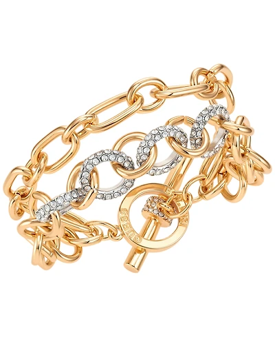 Guess Crystal Stone Gold-Tone Toggle Bracelet