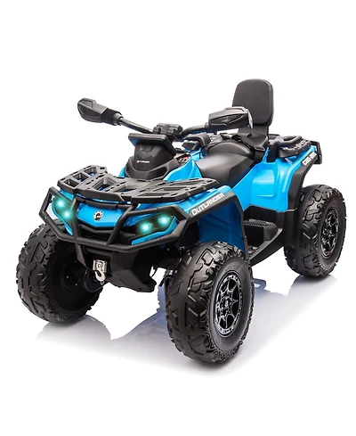homfan 12V 2-Seater Atv Ride-On, 4-Wheeler with Led Lights, Wireless Music, Usb, Spring Suspension, Remote Control, 2 Speeds for Ages 3-8