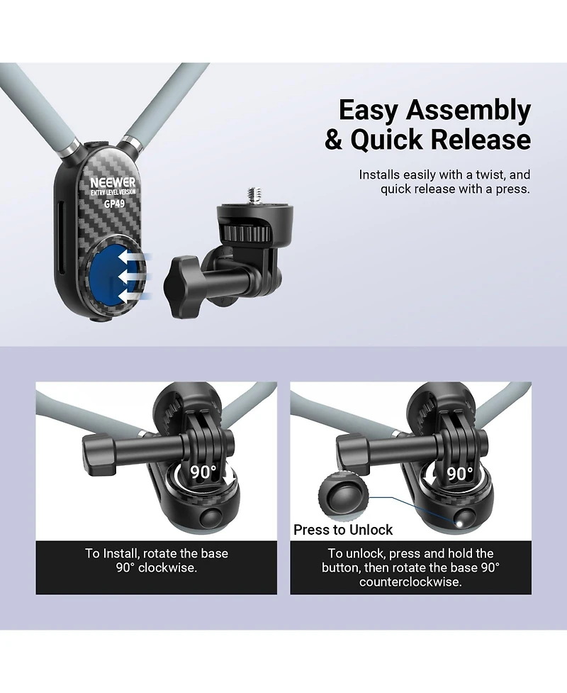 Neewer GP49 Camera Mounting Accessory for select GoPro, Dji and Insta360 action cameras
