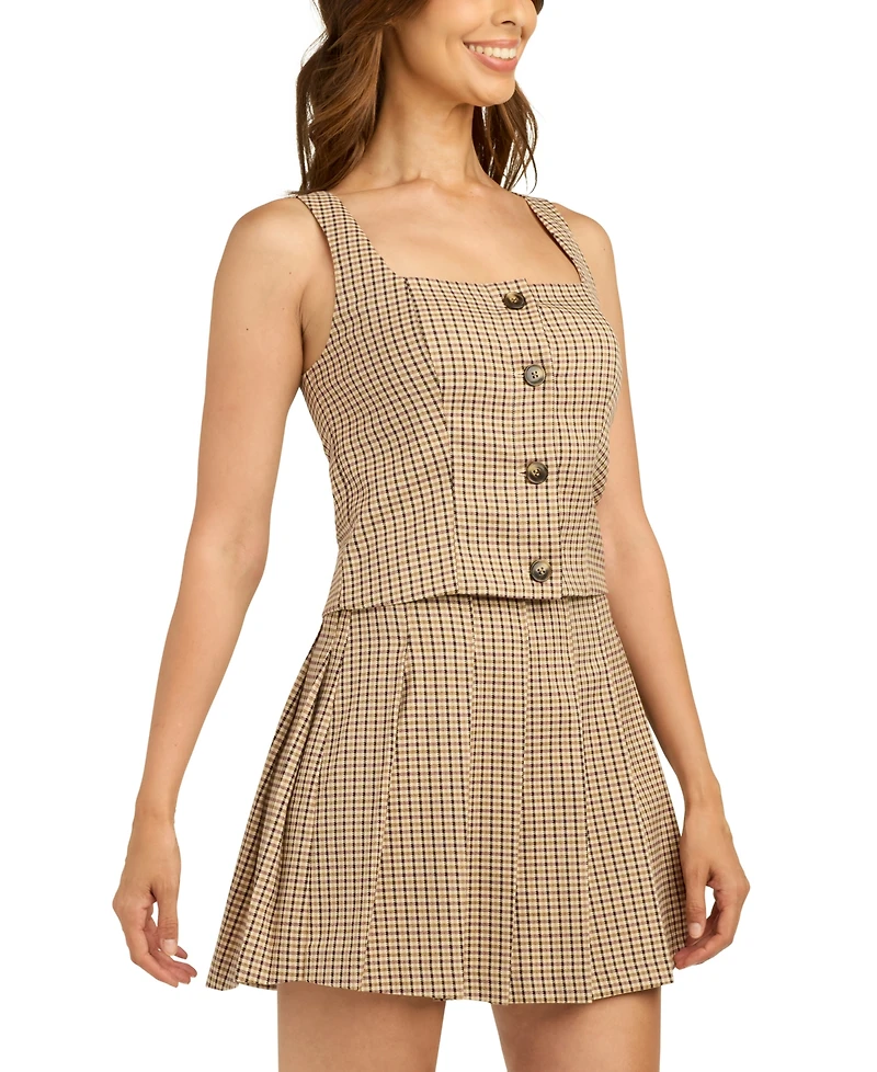 Bcx Juniors' Square Neck Button-Front Tank Top