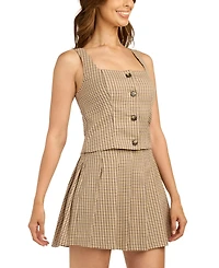 Bcx Juniors' Square Neck Button-Front Tank Top