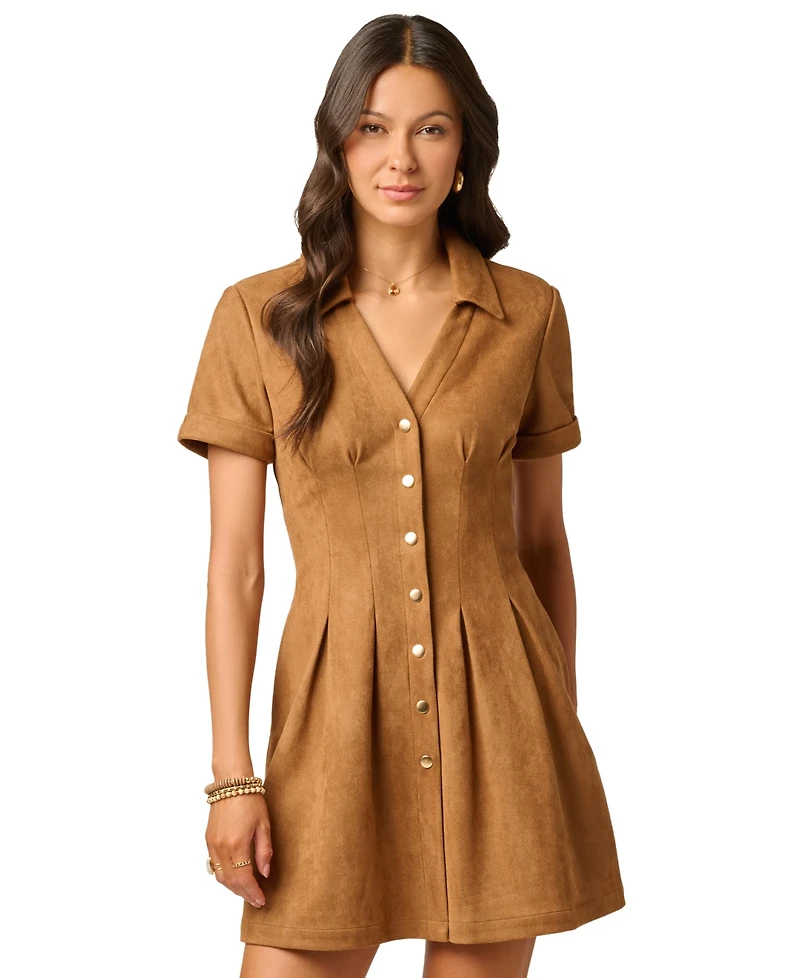 Adrianna Papell Women's Collared Button-Front Shirt Dress